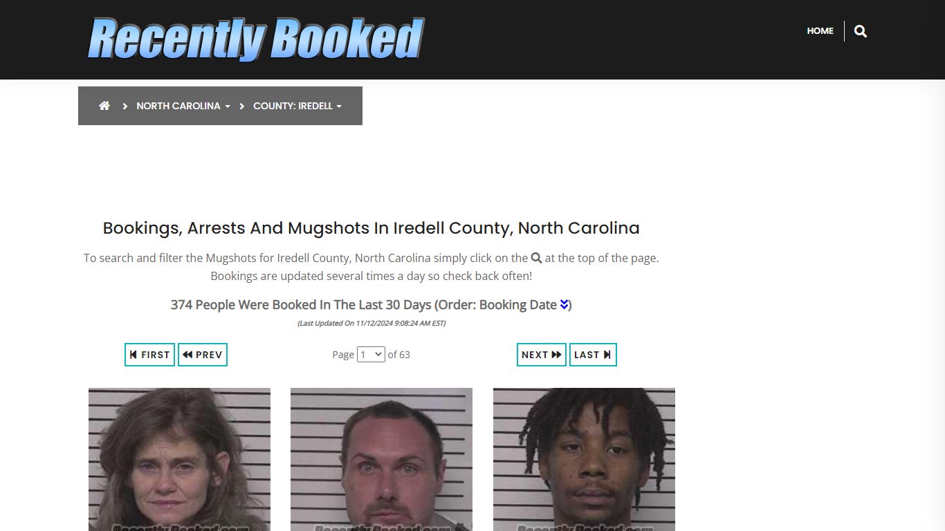 Bookings, Arrests and Mugshots in Iredell County, North Carolina