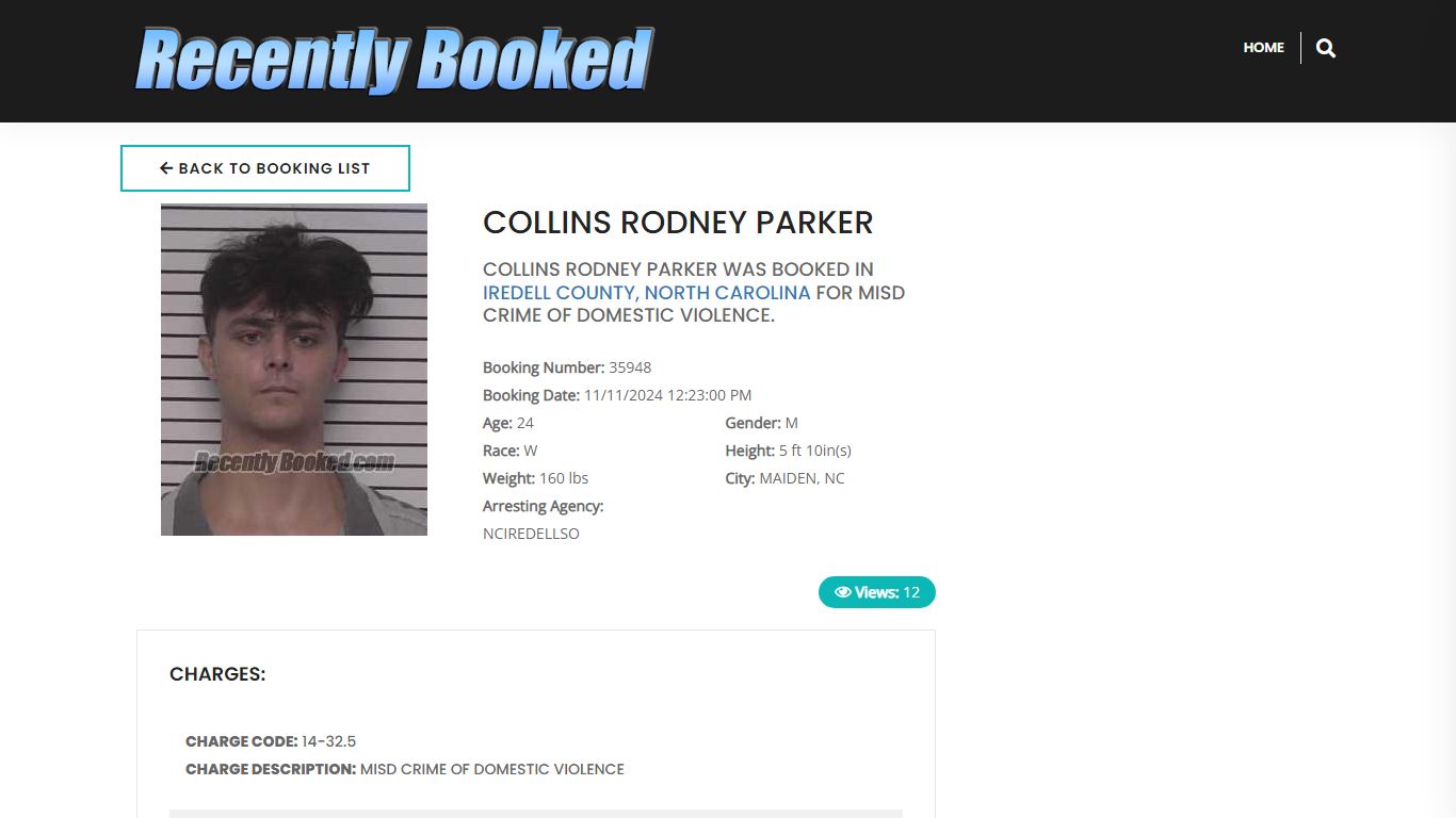 Recent Booking / Mugshot for COLLINS RODNEY PARKER in Iredell County ...