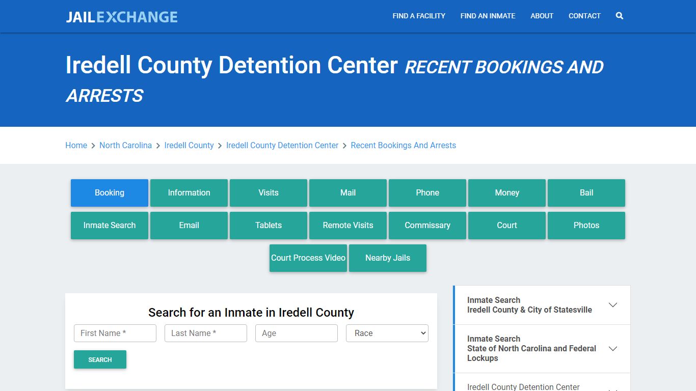 Iredell County Detention Center Recent Bookings And Arrests - Jail Exchange